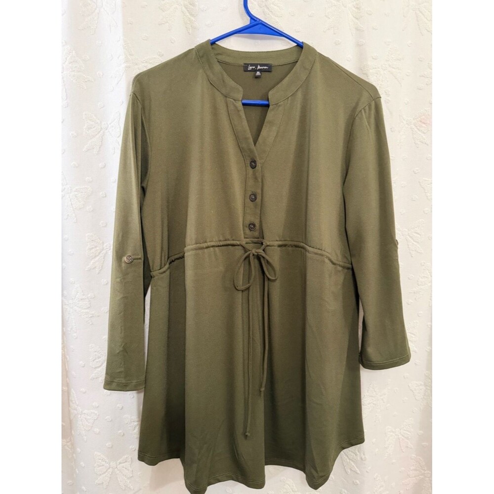 Olive Green Women's Long Sleeve blouse Top. L